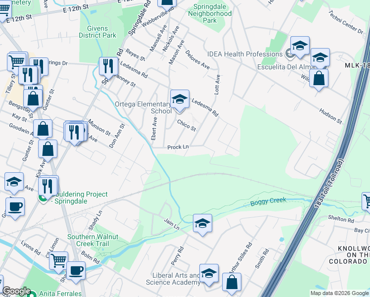 map of restaurants, bars, coffee shops, grocery stores, and more near 942 Lott Avenue in Austin