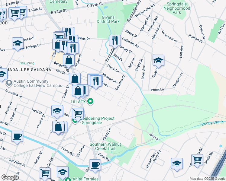 map of restaurants, bars, coffee shops, grocery stores, and more near 4903 Alf Avenue in Austin