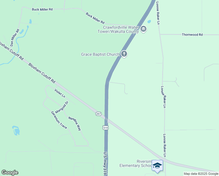 map of restaurants, bars, coffee shops, grocery stores, and more near 967 Crawfordville Highway in Crawfordville