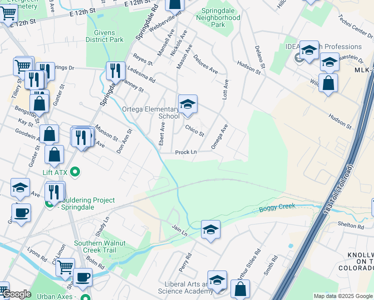 map of restaurants, bars, coffee shops, grocery stores, and more near 942 Lott Avenue in Austin