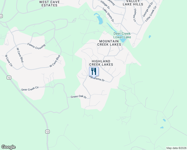 map of restaurants, bars, coffee shops, grocery stores, and more near 831 Panorama Drive in Dripping Springs