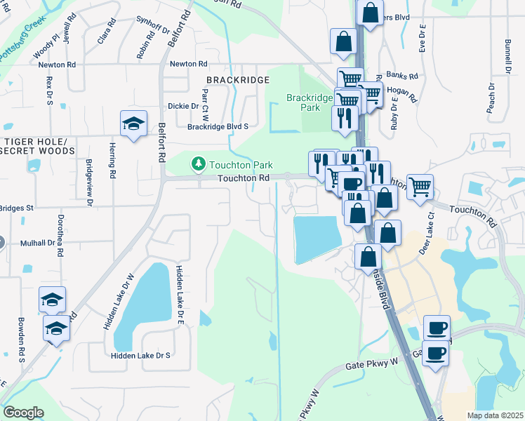 map of restaurants, bars, coffee shops, grocery stores, and more near 3223 Climbing Ivy Trail in Jacksonville