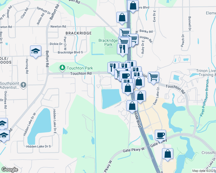 map of restaurants, bars, coffee shops, grocery stores, and more near Unnamed Road in Jacksonville