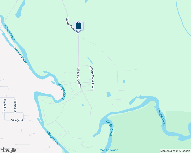 map of restaurants, bars, coffee shops, grocery stores, and more near 9175 Village Creek Loop in Silsbee