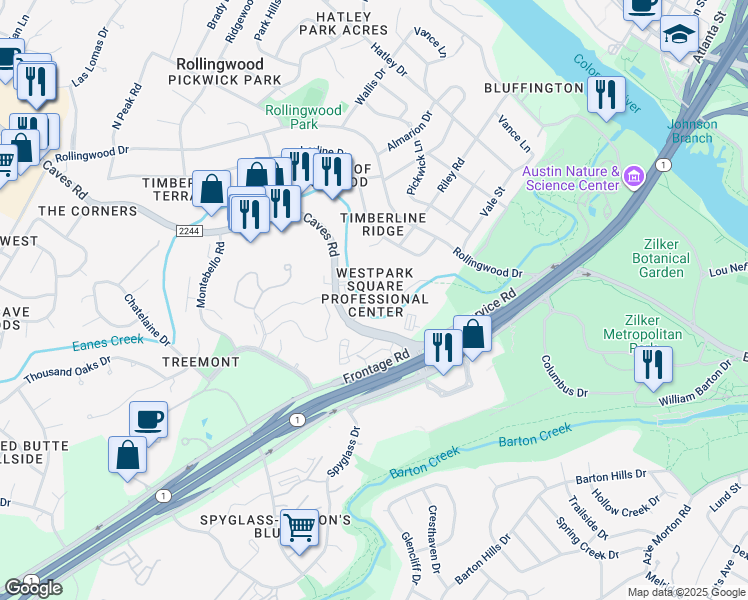 map of restaurants, bars, coffee shops, grocery stores, and more near 2700 Bee Caves Road in Rollingwood