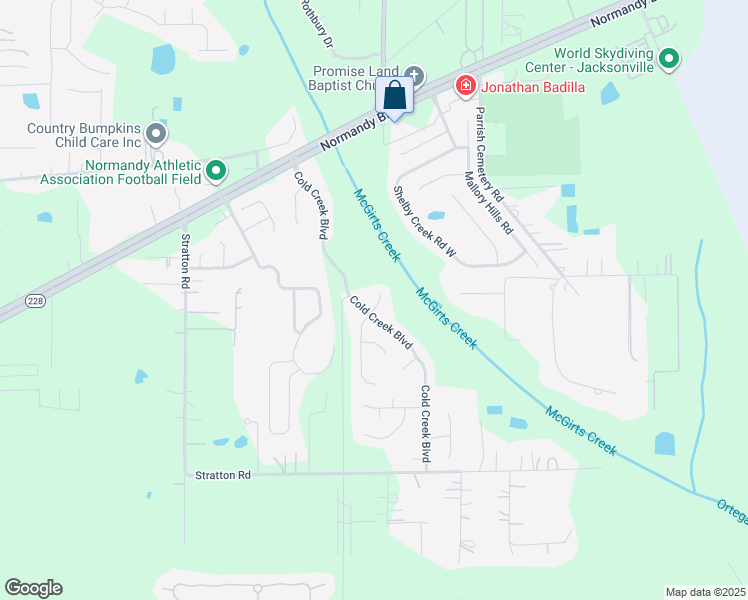 map of restaurants, bars, coffee shops, grocery stores, and more near 10525 Indigo Hills Lane in Jacksonville