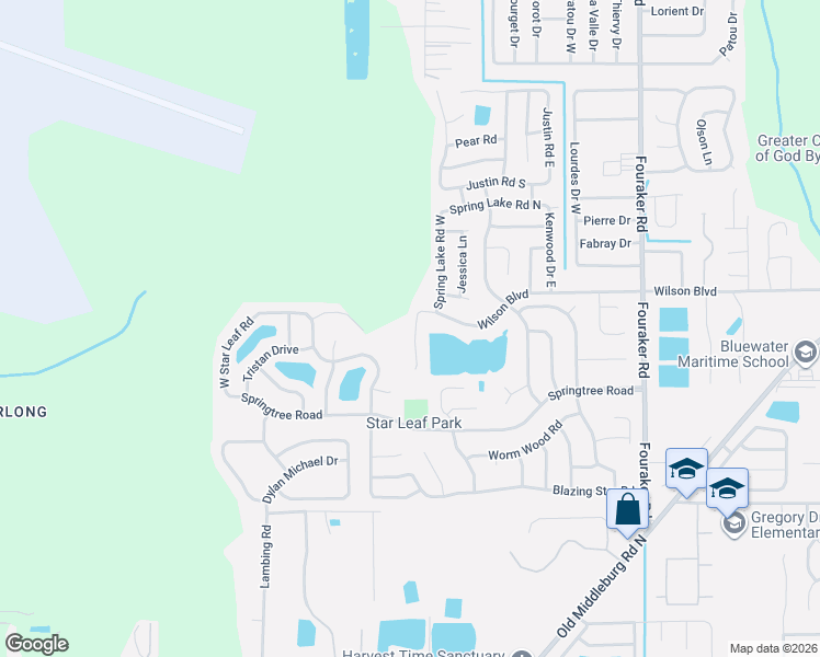 map of restaurants, bars, coffee shops, grocery stores, and more near 3644 Wilson Boulevard West in Jacksonville