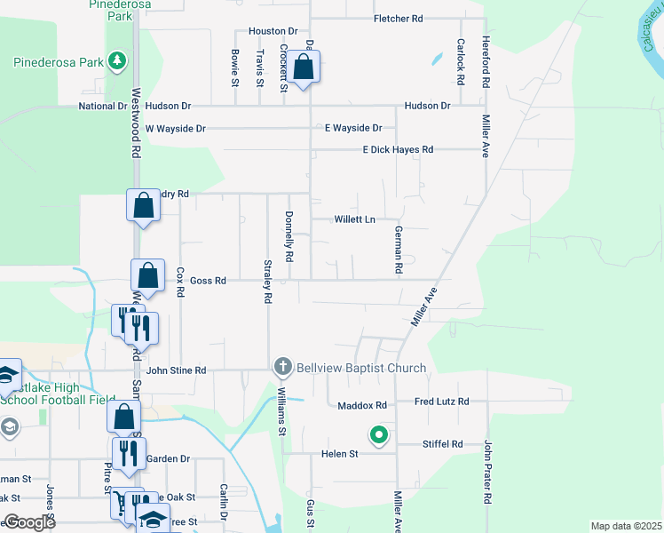 map of restaurants, bars, coffee shops, grocery stores, and more near 330 Goss Rd in Westlake