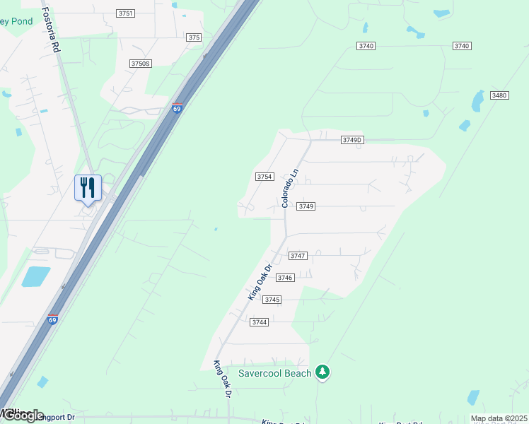map of restaurants, bars, coffee shops, grocery stores, and more near 21588 County Road 3749 in Cleveland