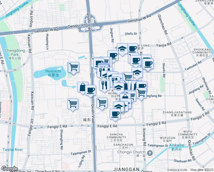 map of restaurants, bars, coffee shops, grocery stores, and more near in Hangzhou
