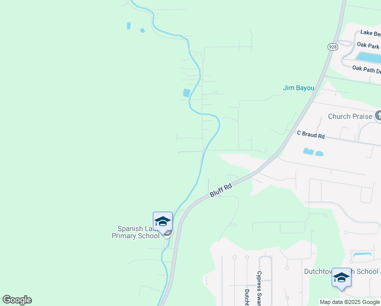 map of restaurants, bars, coffee shops, grocery stores, and more near 35519 Granier Lane in Prairieville