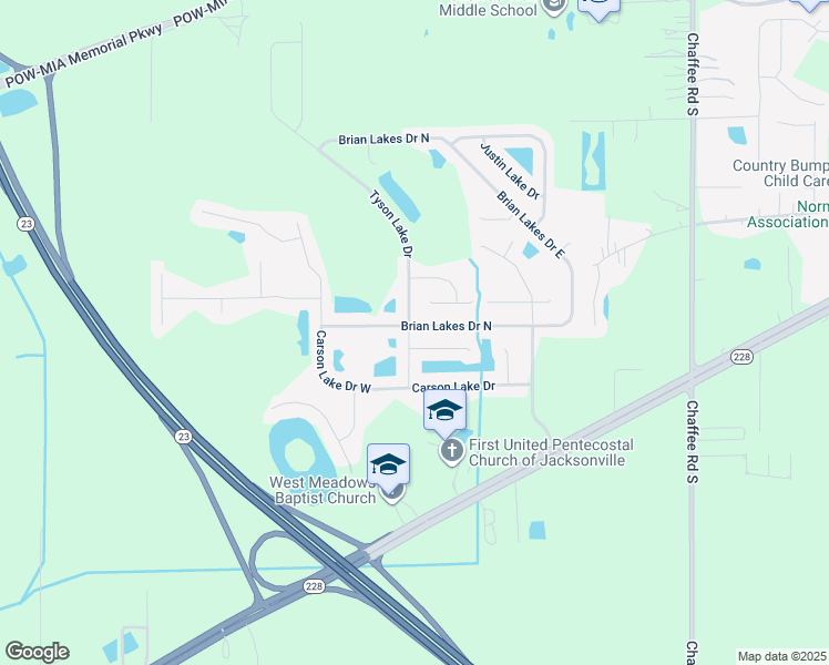 map of restaurants, bars, coffee shops, grocery stores, and more near 11558 Brian Lakes Drive in Jacksonville