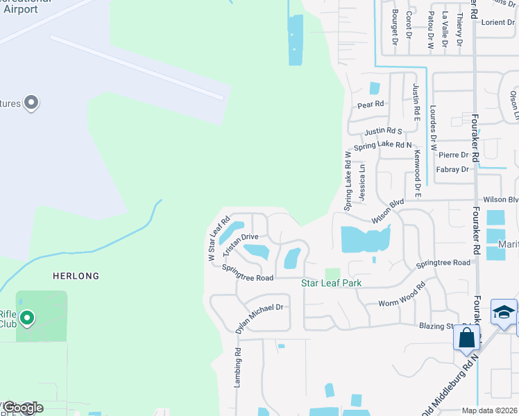 map of restaurants, bars, coffee shops, grocery stores, and more near 8673 Star Leaf Road North in Jacksonville
