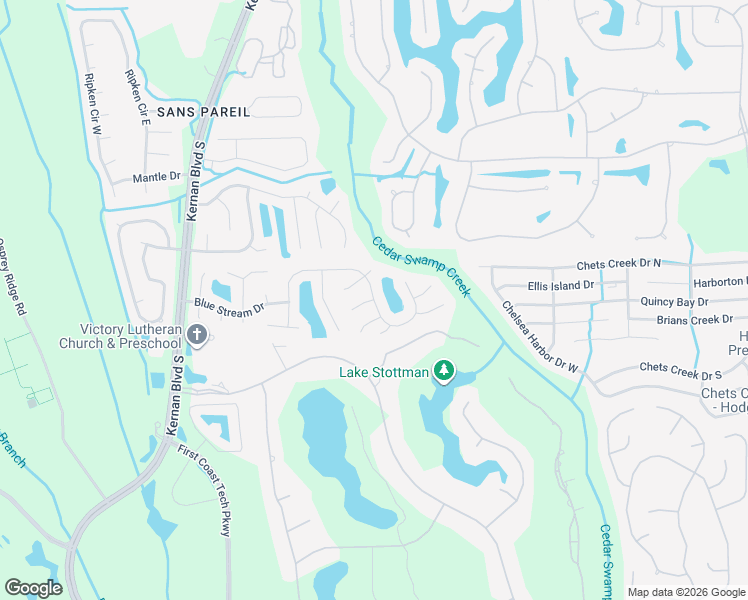 map of restaurants, bars, coffee shops, grocery stores, and more near Antler Hill Drive East in Jacksonville