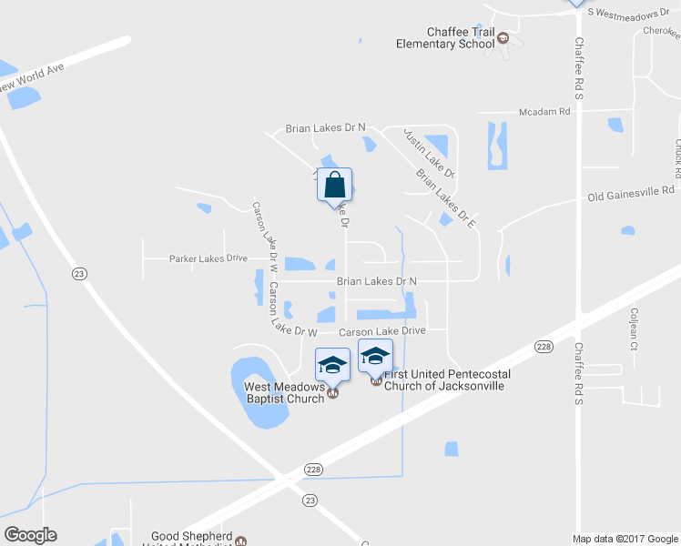 map of restaurants, bars, coffee shops, grocery stores, and more near 2402 Tyson Lake Drive in Jacksonville