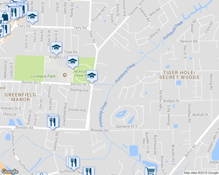 map of restaurants, bars, coffee shops, grocery stores, and more near 6775 Yvonne Lane in Jacksonville