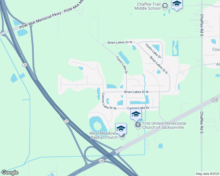 map of restaurants, bars, coffee shops, grocery stores, and more near 11673 Brian Lakes Dr in Jacksonville