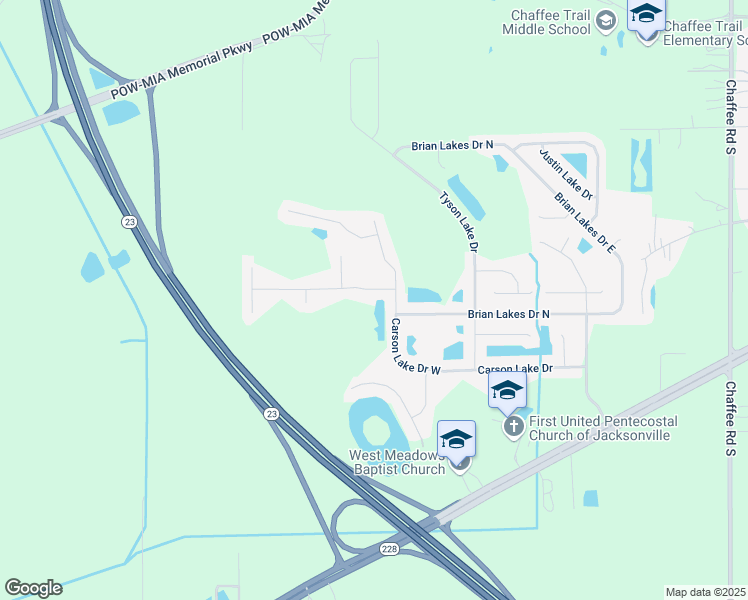 map of restaurants, bars, coffee shops, grocery stores, and more near 11722 Parker Lakes Drive in Jacksonville