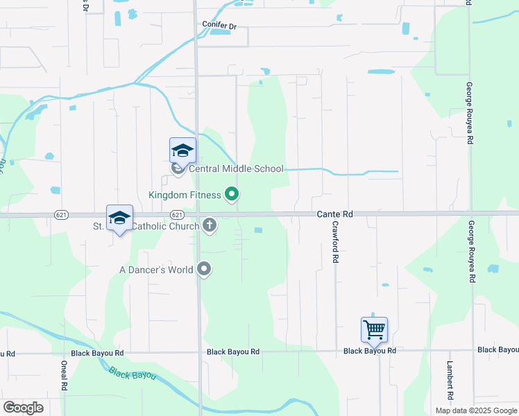 map of restaurants, bars, coffee shops, grocery stores, and more near 42122 Louisiana 621 in Gonzales