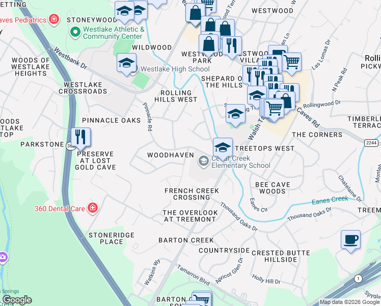 map of restaurants, bars, coffee shops, grocery stores, and more near 1503 Barn Swallow Drive in Austin
