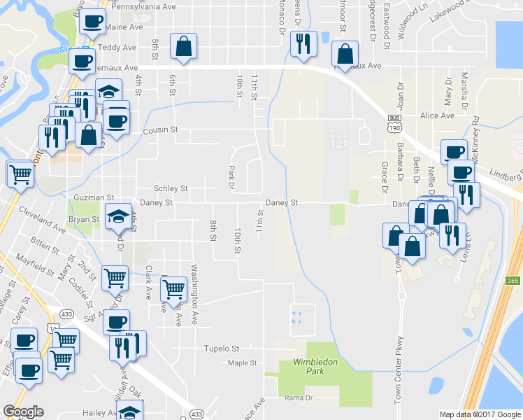 map of restaurants, bars, coffee shops, grocery stores, and more near 2516 11th Street in Slidell