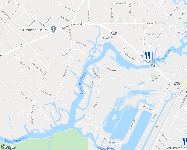 map of restaurants, bars, coffee shops, grocery stores, and more near 127 Middlebrook Drive in Slidell