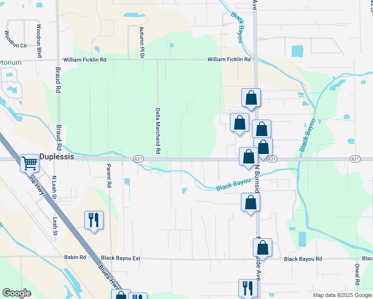 map of restaurants, bars, coffee shops, grocery stores, and more near 14028 Mimosa Lane in Gonzales