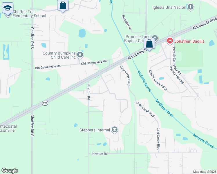 map of restaurants, bars, coffee shops, grocery stores, and more near 2559 Fox Creek Drive in Jacksonville
