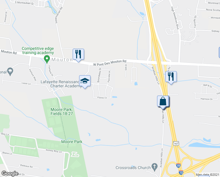 map of restaurants, bars, coffee shops, grocery stores, and more near 206 Rue Gambetta in Lafayette
