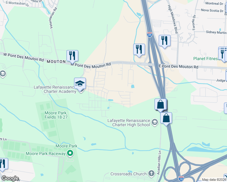 map of restaurants, bars, coffee shops, grocery stores, and more near 114 Rue Gambetta in Lafayette