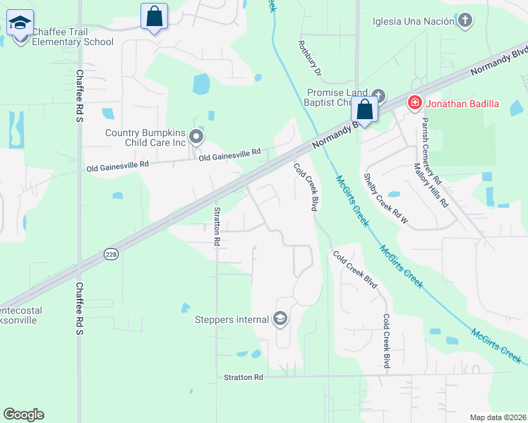 map of restaurants, bars, coffee shops, grocery stores, and more near 2559 Fox Creek Drive in Jacksonville