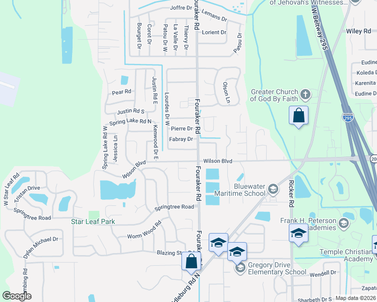 map of restaurants, bars, coffee shops, grocery stores, and more near 8005 Wilson Boulevard in Jacksonville