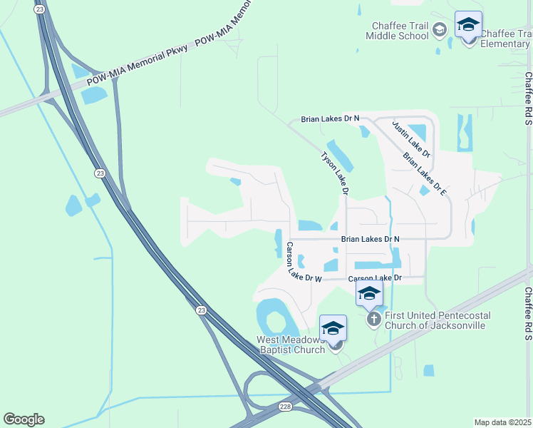 map of restaurants, bars, coffee shops, grocery stores, and more near 11722 Parker Lakes Drive in Jacksonville