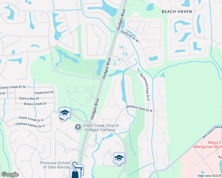 map of restaurants, bars, coffee shops, grocery stores, and more near 4066 Alesbury Drive in Jacksonville