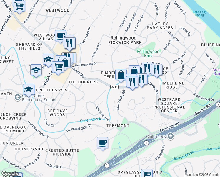 map of restaurants, bars, coffee shops, grocery stores, and more near 2943-2999 Bee Caves Rd in Rollingwood