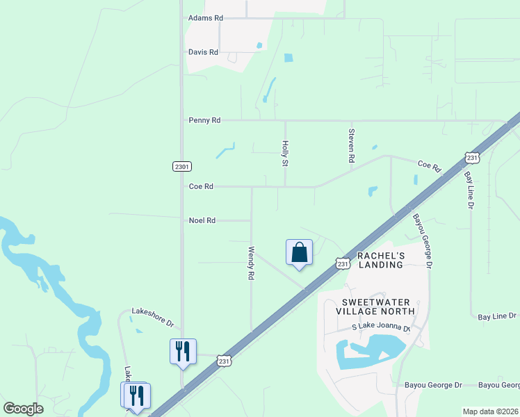 map of restaurants, bars, coffee shops, grocery stores, and more near 6728 Wendy Road in Panama City