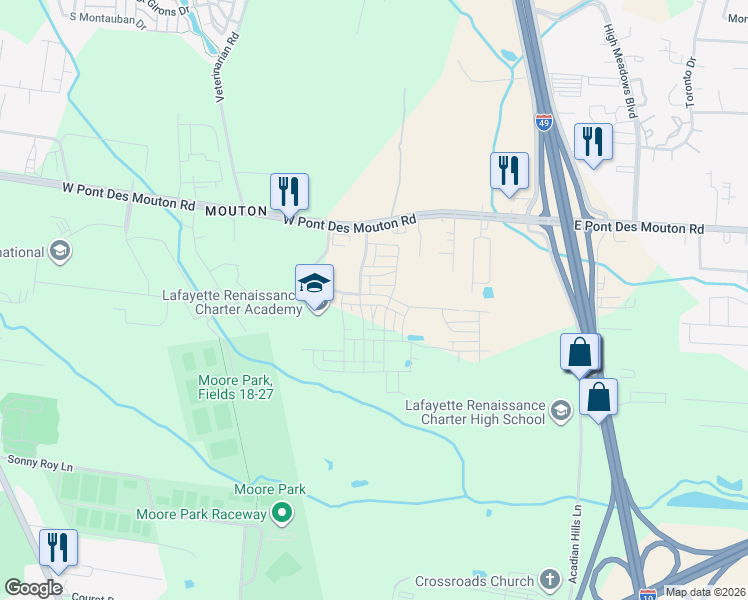 map of restaurants, bars, coffee shops, grocery stores, and more near 114 Rue Gambetta in Lafayette