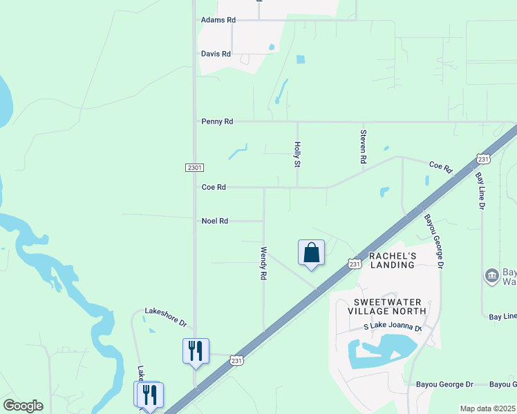 map of restaurants, bars, coffee shops, grocery stores, and more near 6719 Wendy Road in Panama City