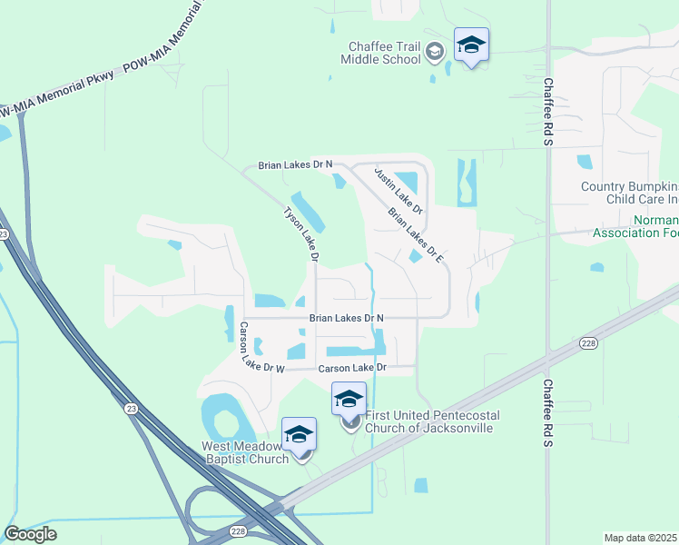 map of restaurants, bars, coffee shops, grocery stores, and more near 2369 Rusty Lakes Lane in Jacksonville