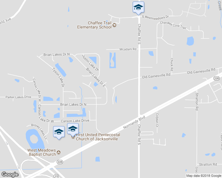 map of restaurants, bars, coffee shops, grocery stores, and more near 2522 Carson Oaks Drive in Jacksonville