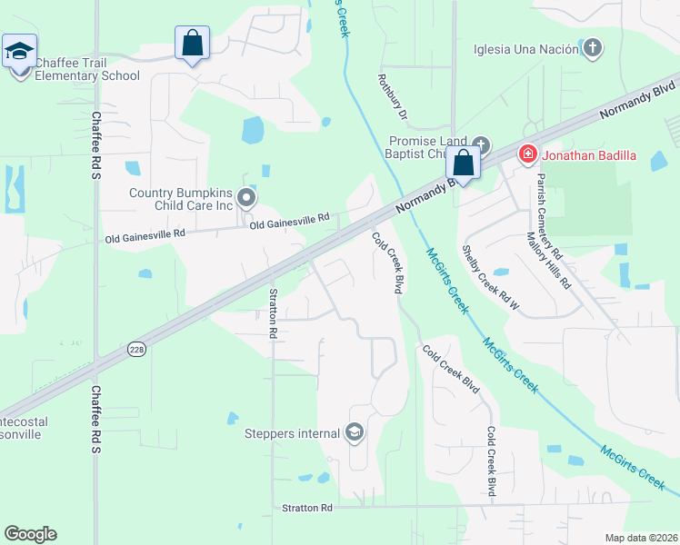 map of restaurants, bars, coffee shops, grocery stores, and more near 10621 Spring View Road in Jacksonville