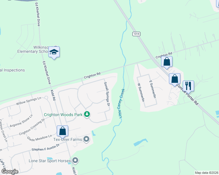 map of restaurants, bars, coffee shops, grocery stores, and more near 13211 Sonali Springs Drive in Conroe
