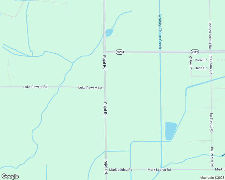 map of restaurants, bars, coffee shops, grocery stores, and more near 2053 Pujol Road in Lake Charles