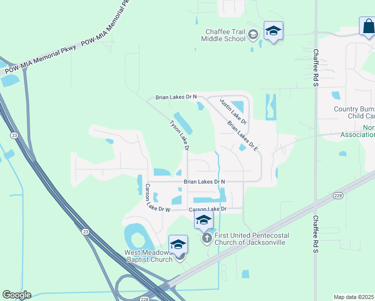 map of restaurants, bars, coffee shops, grocery stores, and more near 2330 Tyson Lake Drive in Jacksonville