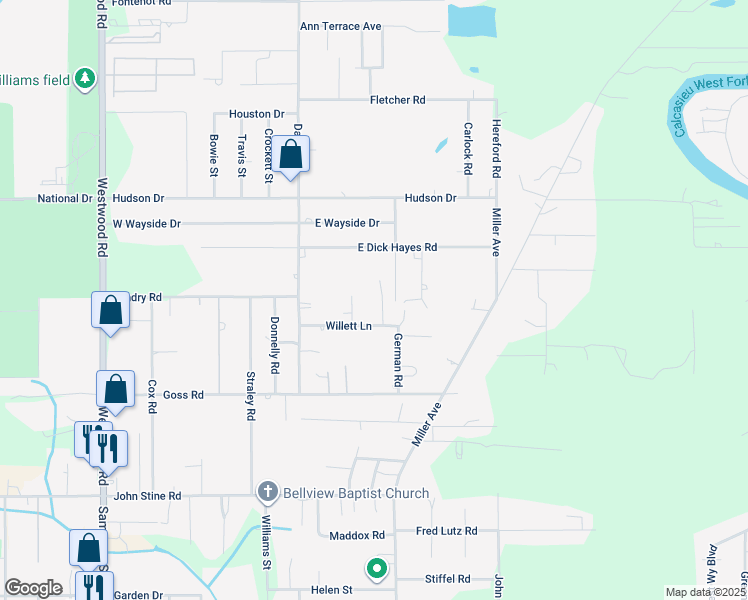 map of restaurants, bars, coffee shops, grocery stores, and more near 2681 Dude Road in Westlake