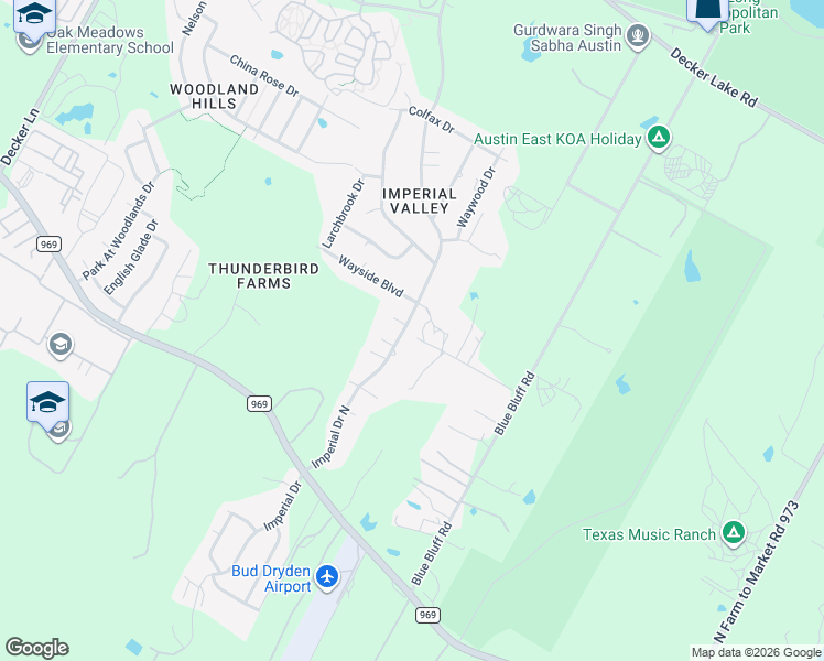 map of restaurants, bars, coffee shops, grocery stores, and more near 5305 Imperial Dr N in Austin