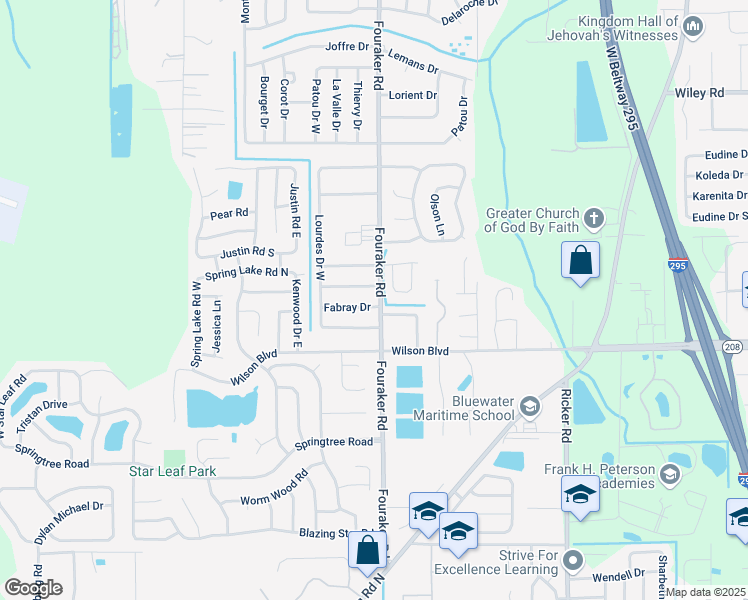 map of restaurants, bars, coffee shops, grocery stores, and more near 8005 Fabray Drive in Jacksonville