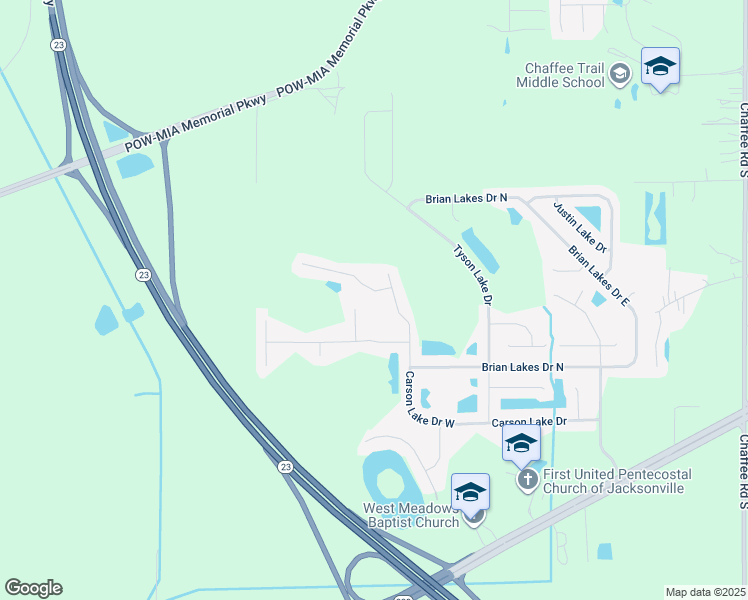 map of restaurants, bars, coffee shops, grocery stores, and more near 11897 Carson Lake Drive West in Jacksonville
