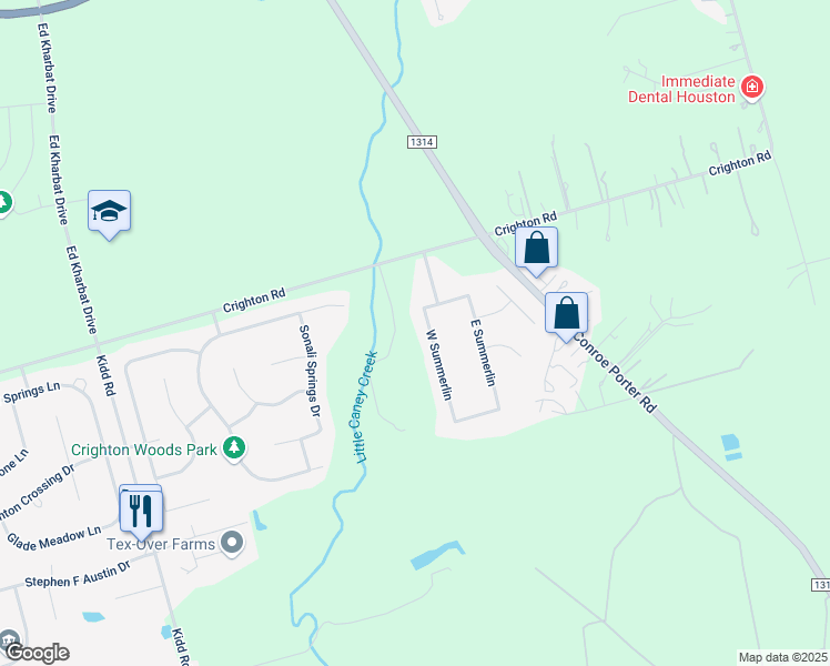 map of restaurants, bars, coffee shops, grocery stores, and more near 12414 W Summerlin in Conroe