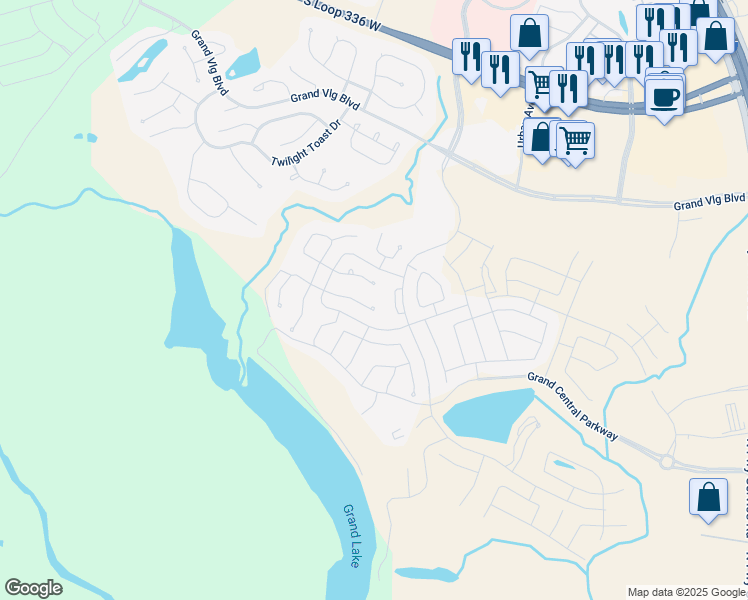 map of restaurants, bars, coffee shops, grocery stores, and more near 557 Cedar Harbor Court in Conroe